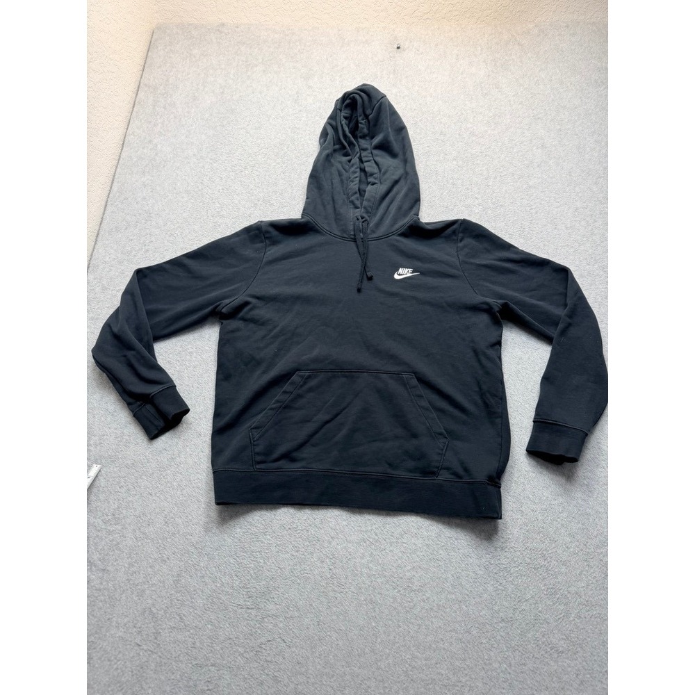 Nike Sportswear Club Fleece Hoodie Black Pullover Sweatshirt Mens Large